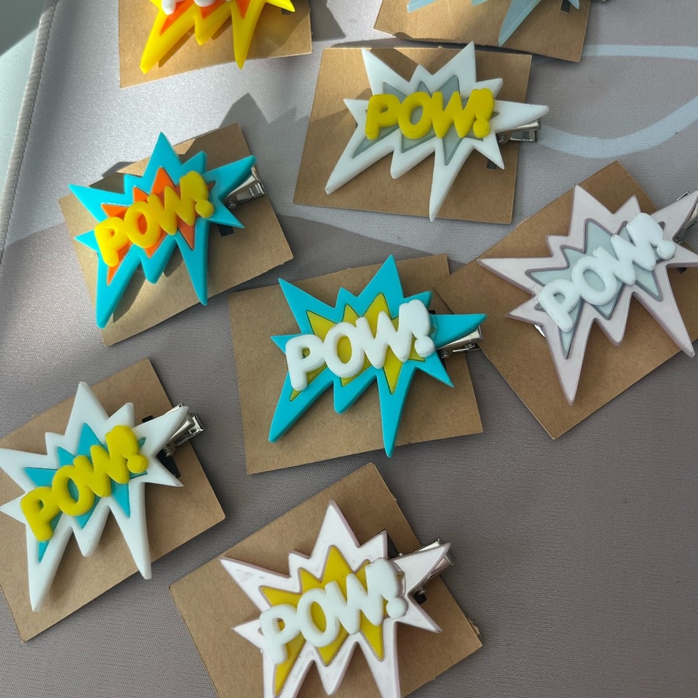 Comic Book Hair Clips – Set of 3 “POW!” Statement Barrettes